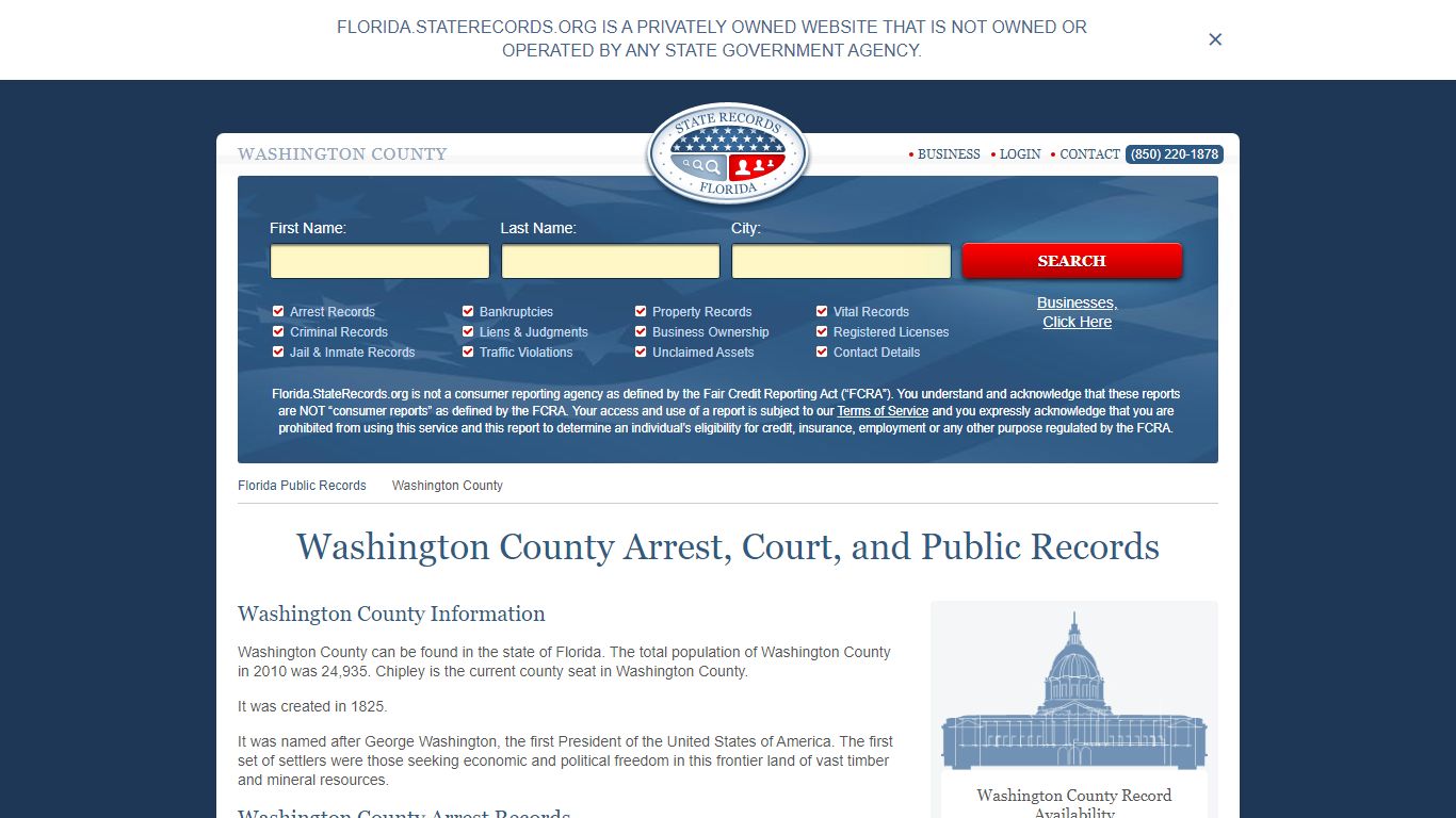 Washington County Arrest, Court, and Public Records