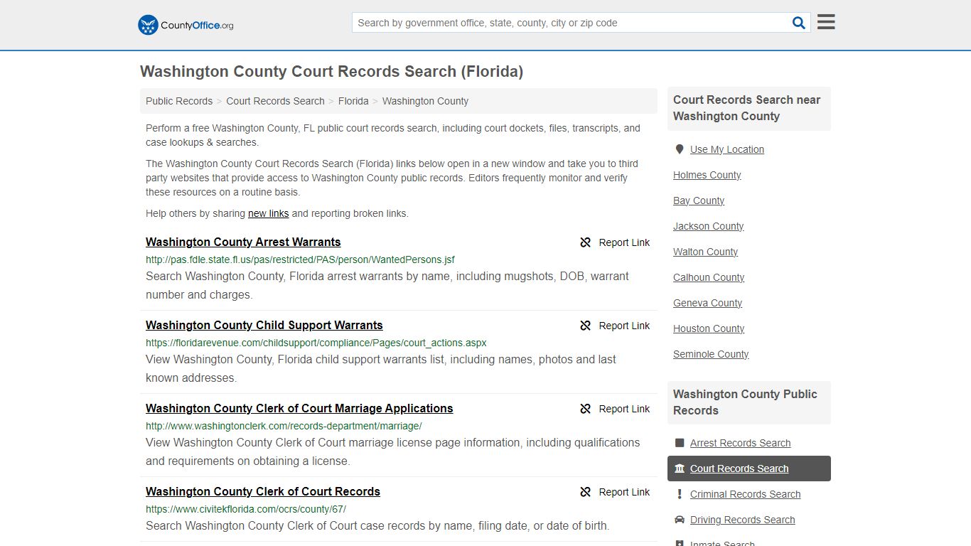 Washington County Court Records Search (Florida) - County Office